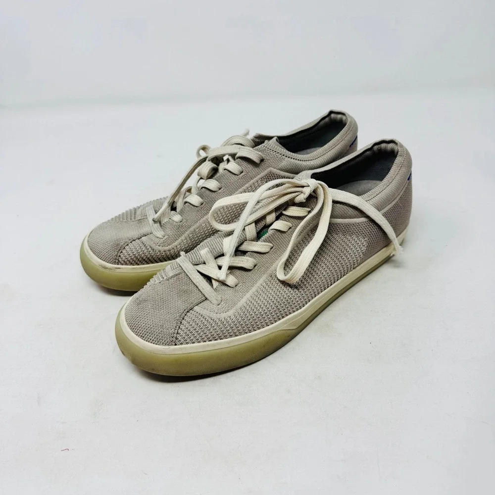 Rothy's Lace Up Sneakers Gray Size 8‎ Sustainable Knit Low Top Earthy Coastal